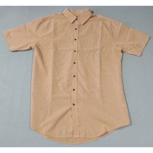 CROFT & BARROW Short Sleeve Button Up Orange W/Stripes Mens Shirt - Size LT